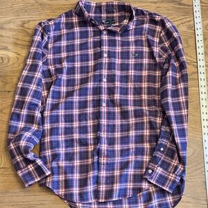 Vineyard Vines Men's Casual Plaid Shirt - Navy and Pink